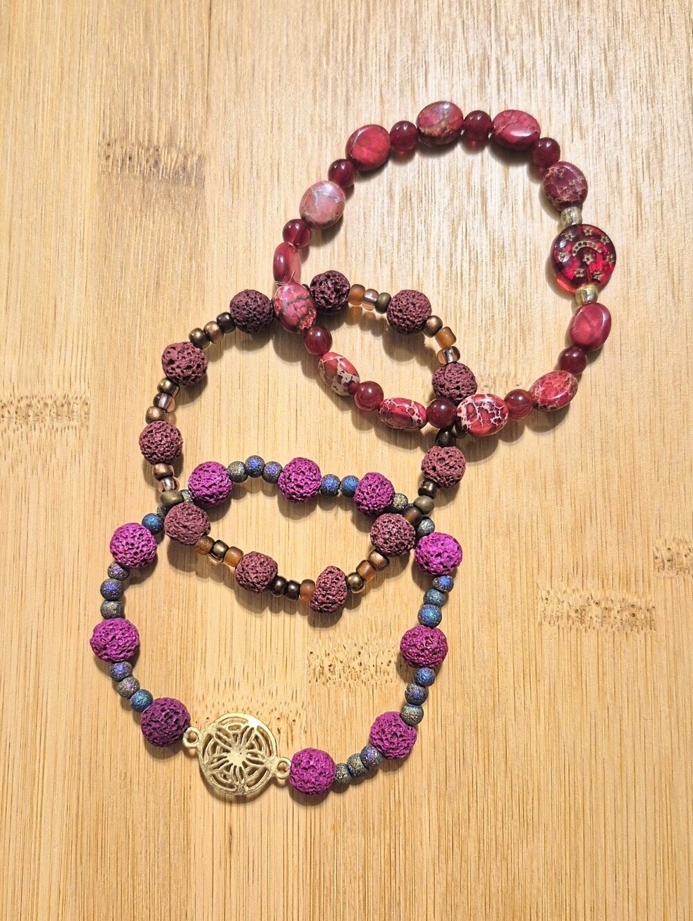 Lava Stone Bracelet Set - Bracelet Stack - Essential Oil Diffuser Bracelets